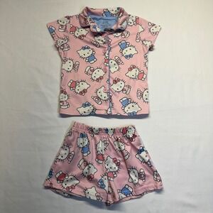 Hello Kitty Girls Pajama Set Size 4 Pink All Over Print‎ Short Sleeve Shorts